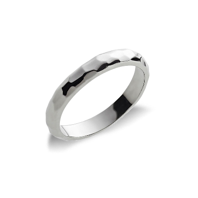 Textured wedding band in 18k white gold