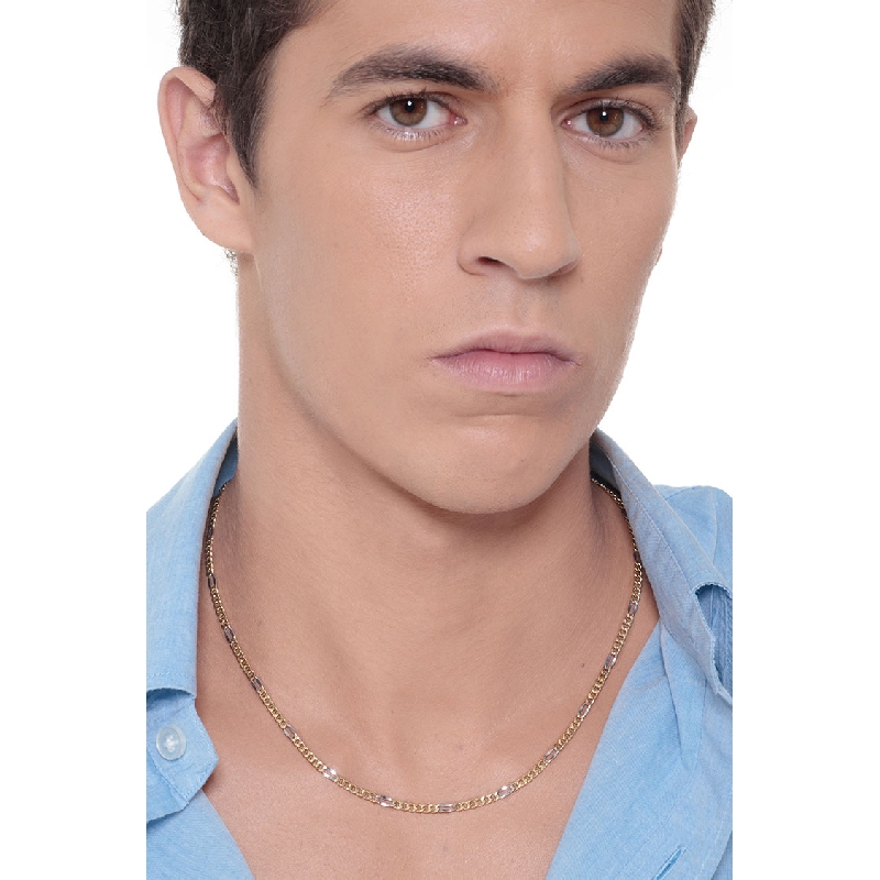 18k white and yellow gold Figaro chain