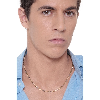 18k white and yellow gold Figaro chain