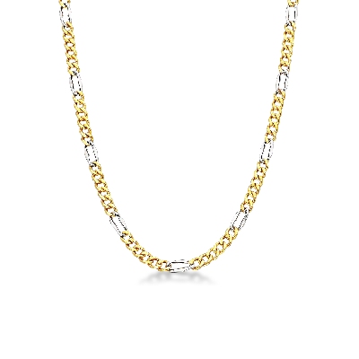18k white and yellow gold Figaro chain