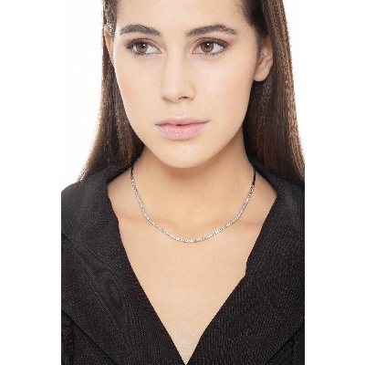 Small diamond tennis necklace in 18k white gold