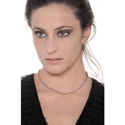 Rubies tennis necklace in white gold 18k