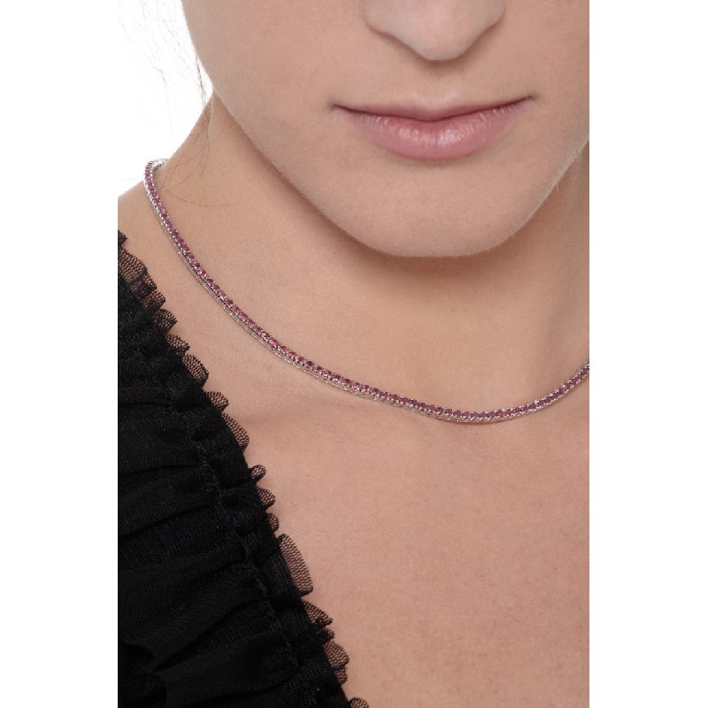 Rubies tennis necklace in white gold 18k Rubies tennis necklace in white gold 18k