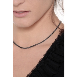 Tennis necklace in 18k white gold with black diamonds 2