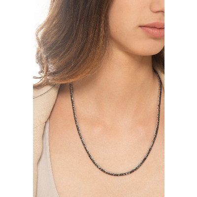 18k white gold tennis necklace with black diamonds
