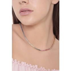 Tennis necklace in yellow gold 18k with multicolor sapphires 2