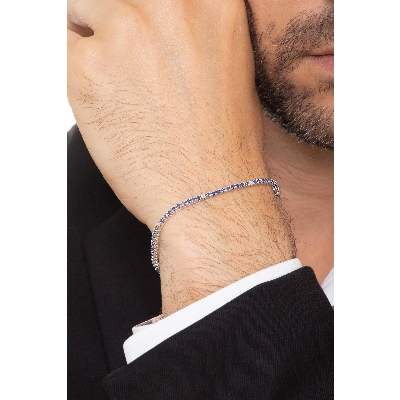 Tennis bracelet in white gold 750 with blue sapphires and diamonds