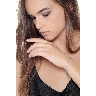 Tennis bracelet in white gold 750 with blue sapphires and diamonds