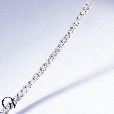 Wire tennis bracelet in white gold 18k with diamonds