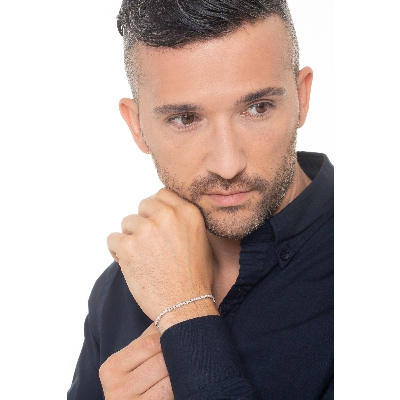 Wire tennis bracelet in white gold 18k with diamonds