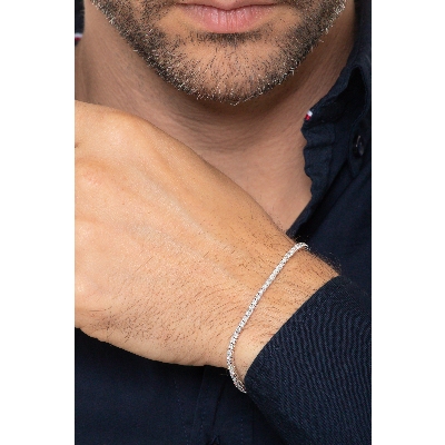 Wire tennis bracelet in white gold 18k with diamonds