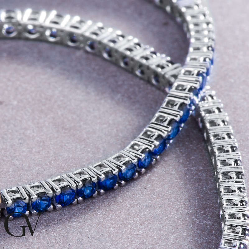 750 white gold tennis bracelet with blue sapphires 750 white gold tennis bracelet with blue sapphires