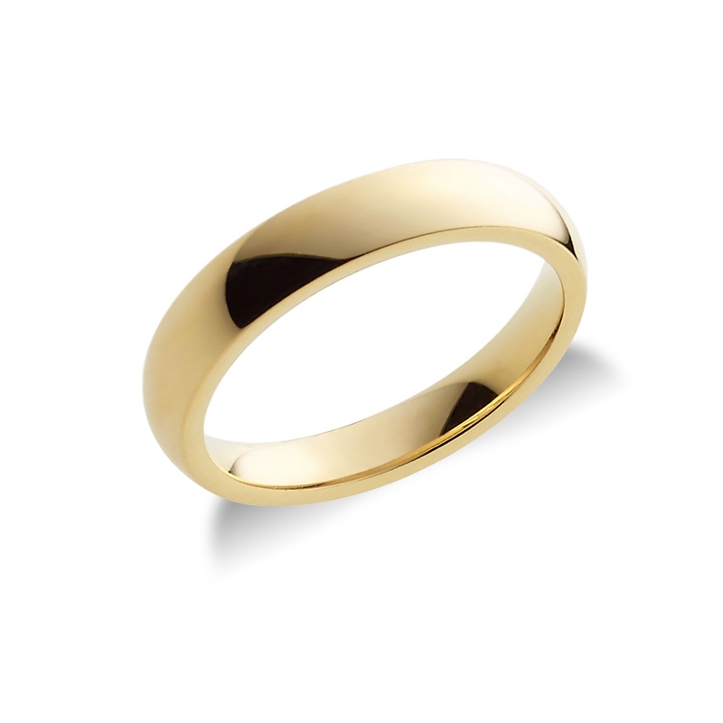 Comfortable wedding band in 18k yellow gold