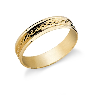 18k yellow gold diamond-cut wedding ring 