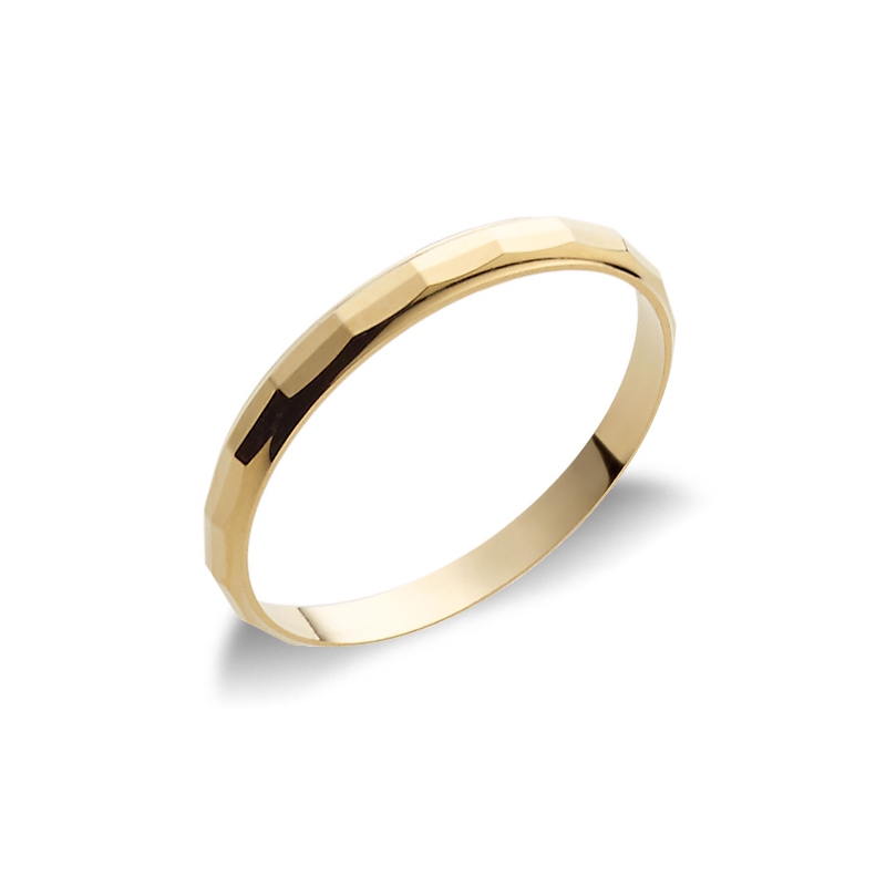 Yellow gold 18k Unoaerre diamond-cut wedding band 
