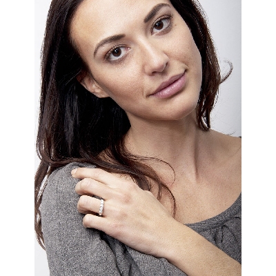 18k white gold half eternity ring with diamonds