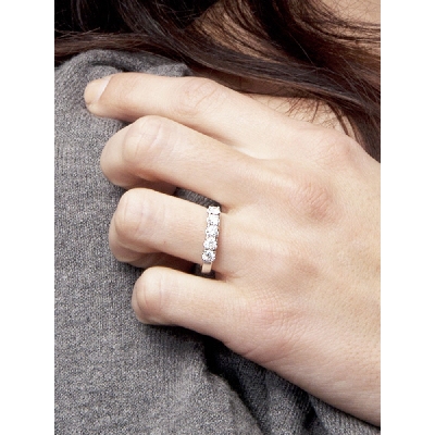 18k white gold half eternity ring with diamonds