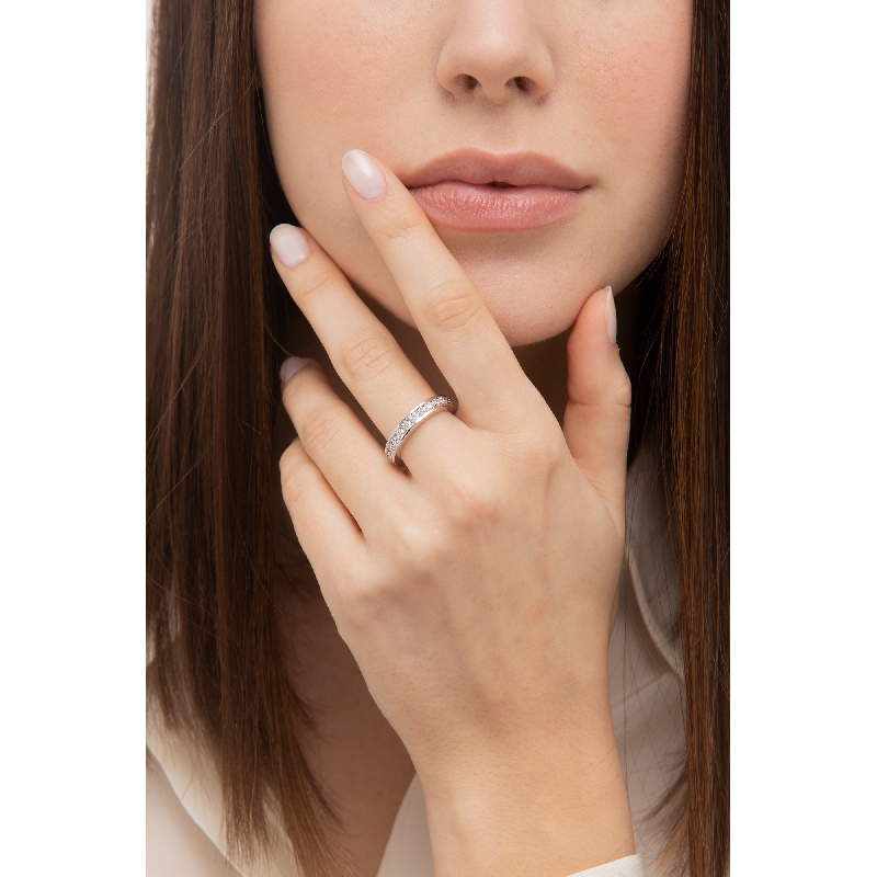 Eternity ring in white gold 18k with diamonds, ct 0.07