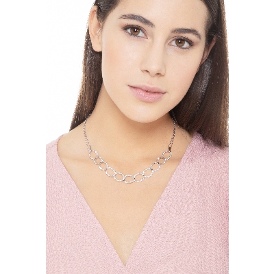 18k white gold oval iced out necklace with diamonds