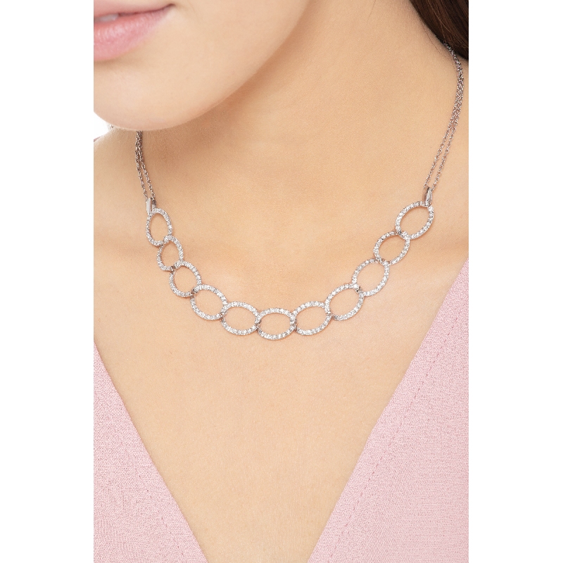 18k white gold oval iced out necklace with diamonds 18k white gold oval iced out necklace with diamonds