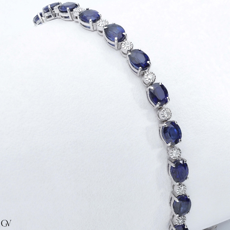 750 white gold bracelet with blue sapphires and diamonds 750 white gold bracelet with blue sapphires and diamonds