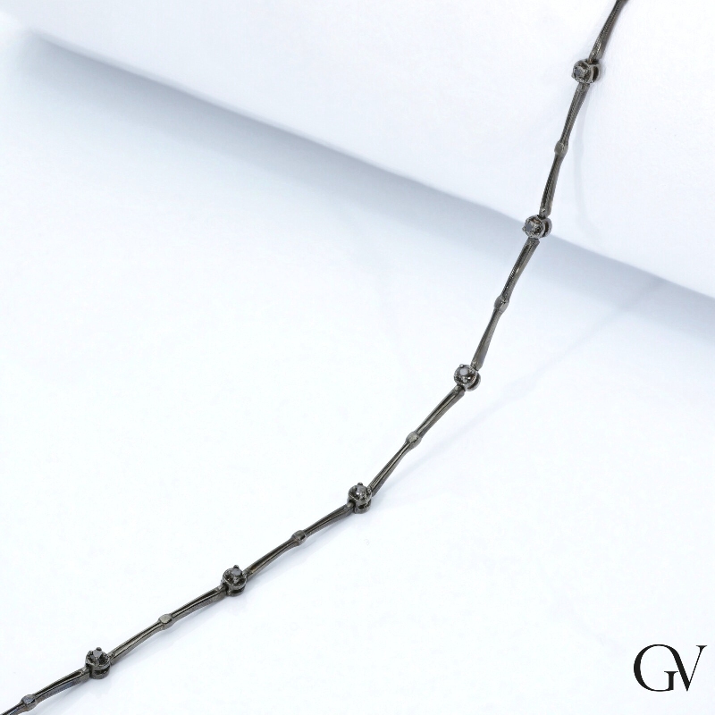 Burnished gold alternate bracelet with black diamonds Burnished gold alternate bracelet with black diamonds