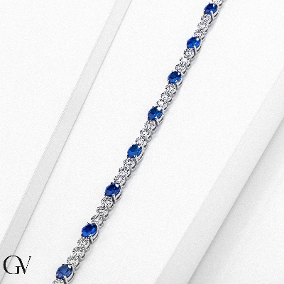 18k white gold alternate bracelet with 12 blue sapphires and 36 diamonds