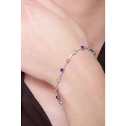 Alternate bracelet  in white gold 18k with multicolor gemstones and diamonds  2