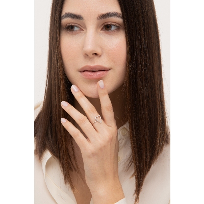 Ring with heart diamonds in white gold 18k