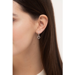 Earrings in white gold 18k with heart diamonds pendant 2