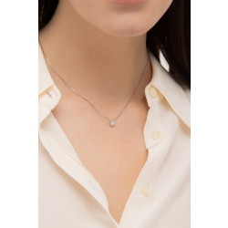 Necklace in white gold 18k with halo pendant in diamonds and central diamonds, of about 0.10 ct 2