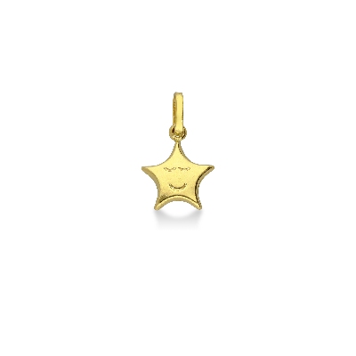 Smiling star pendant in 18k yellow gold